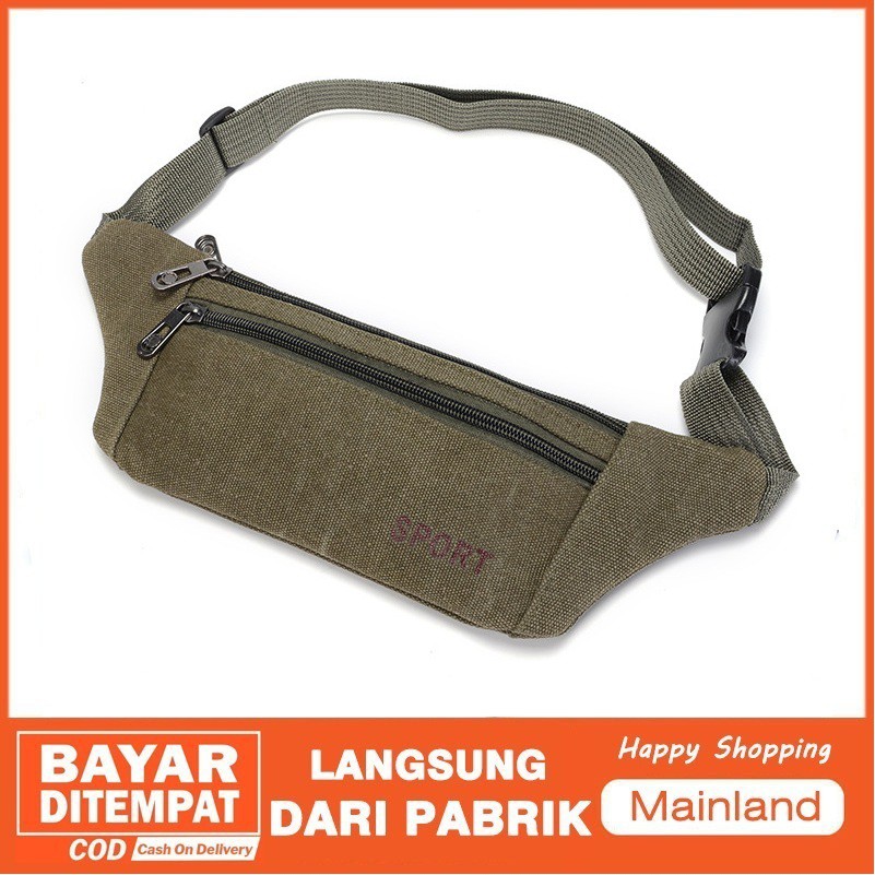 Mainland Tas Pinggang Fanny Pack Kasual Kanvas Waist Bag Outdoor TS202