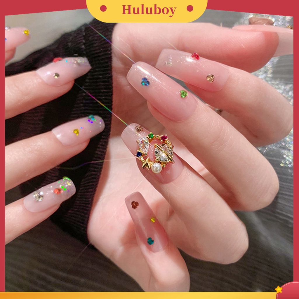 Huluboy Huluboy♡ 1440pcs / Kantong Berlian Imitasi Bulat Kecil Ringan Untuk Dekorasi Nail Art DIY