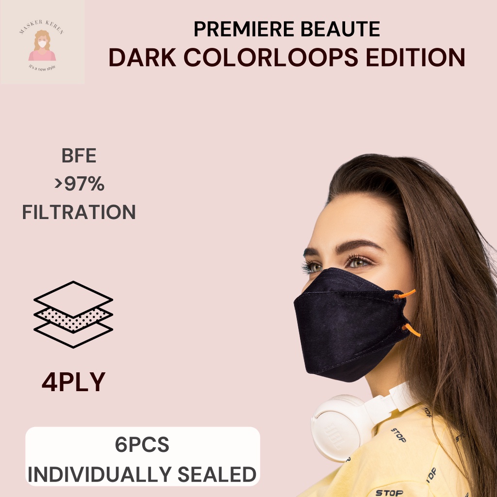 Premiere Beaute Disposable FaceMask DARK COLOR 6p Masker KN95 EVO 4ply