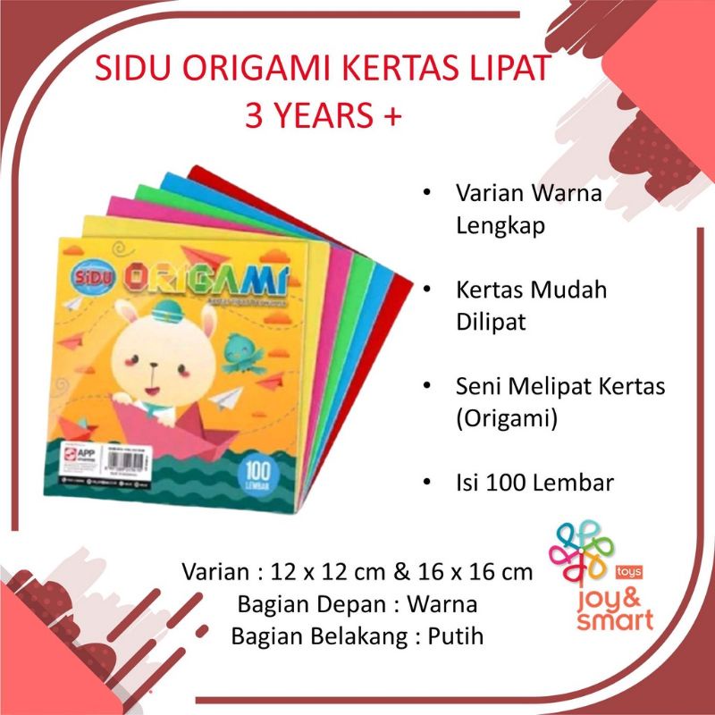 

Kertas Origami Sidu / Kertas Lipat sidu 100 lembar