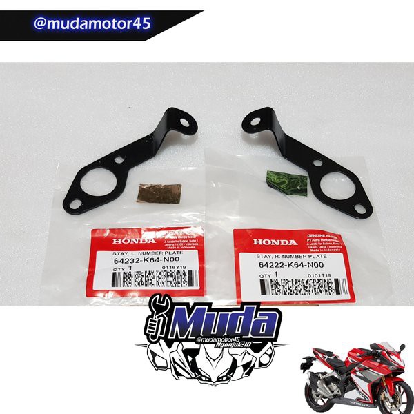 DUDUKAN PLAT NOMOR DEPAN SET KANAN KIRI CBR250RR 64222-64232-K64-N00 BRACKET BREKET NOPOL SPION CBR 