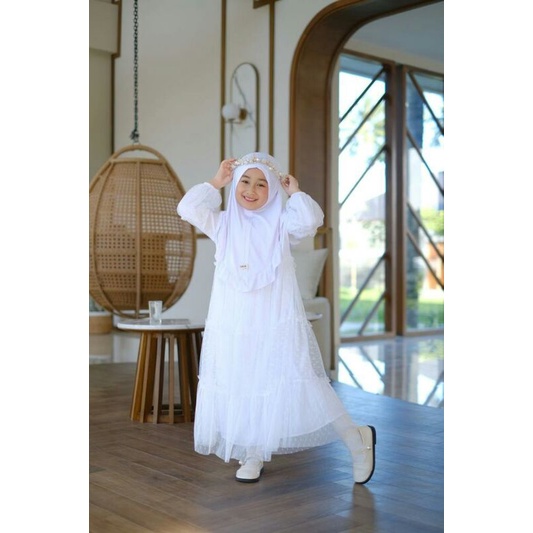 Gamis Anak Perempuan Tille + kerudung umur 2 tahun 4 tahun 6 tahun 8 tahun 10 tahun gamis + kerudung