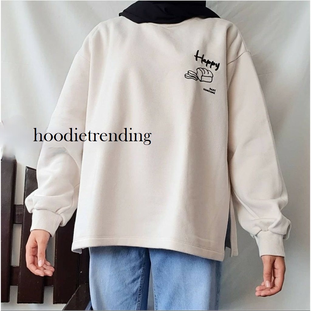 HODISO - Basic Sweater Happy Bake Someone [Sablon Digital] Size M-Xxl Unisex (Pria&amp;Wanita)