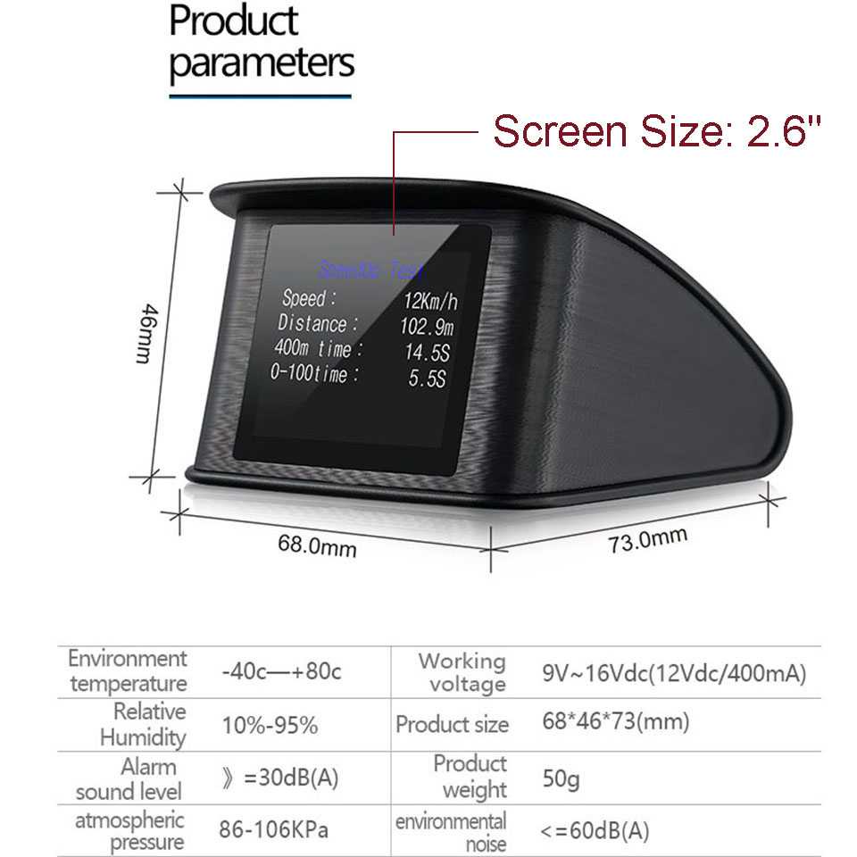 Display HUD Mobil OBD2 On-board Computer Speedometer - P10-Hitam