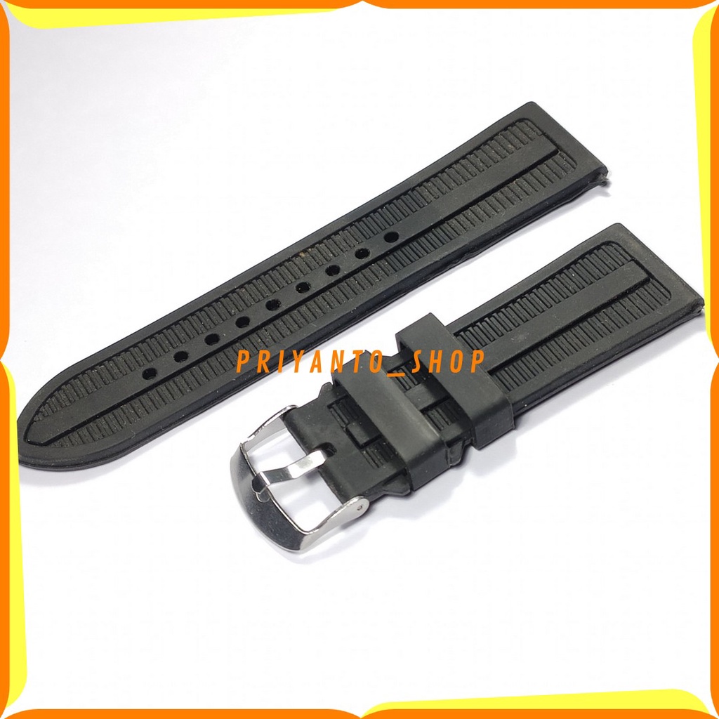 Tali Karet Jam Tangan 24mm 2,4cm Rubber Strap Hitam Murah Terbaik