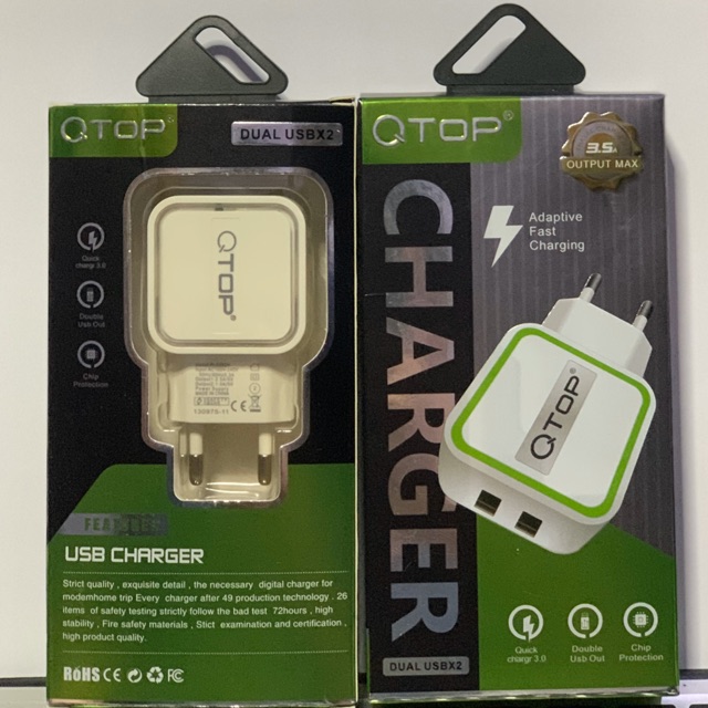 Batok Charger Qtop 2USB 3.5A LED ( GARANSI )