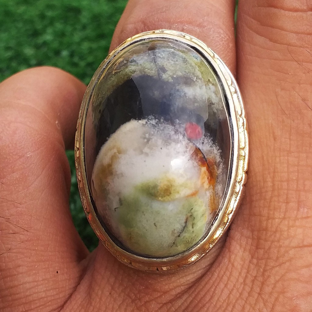 Batu Akik Unik Garut Pancawarna Titik Merah Cabe nya Eye Catching Indah Jumbo Mumbul