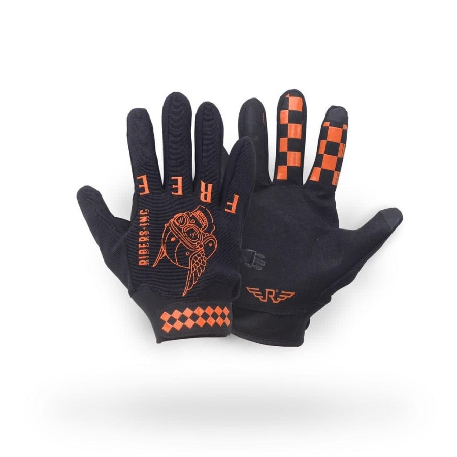 Sarung Tangan Gloves Skull Orange Touchscreen (Glove / Motor / Riding)