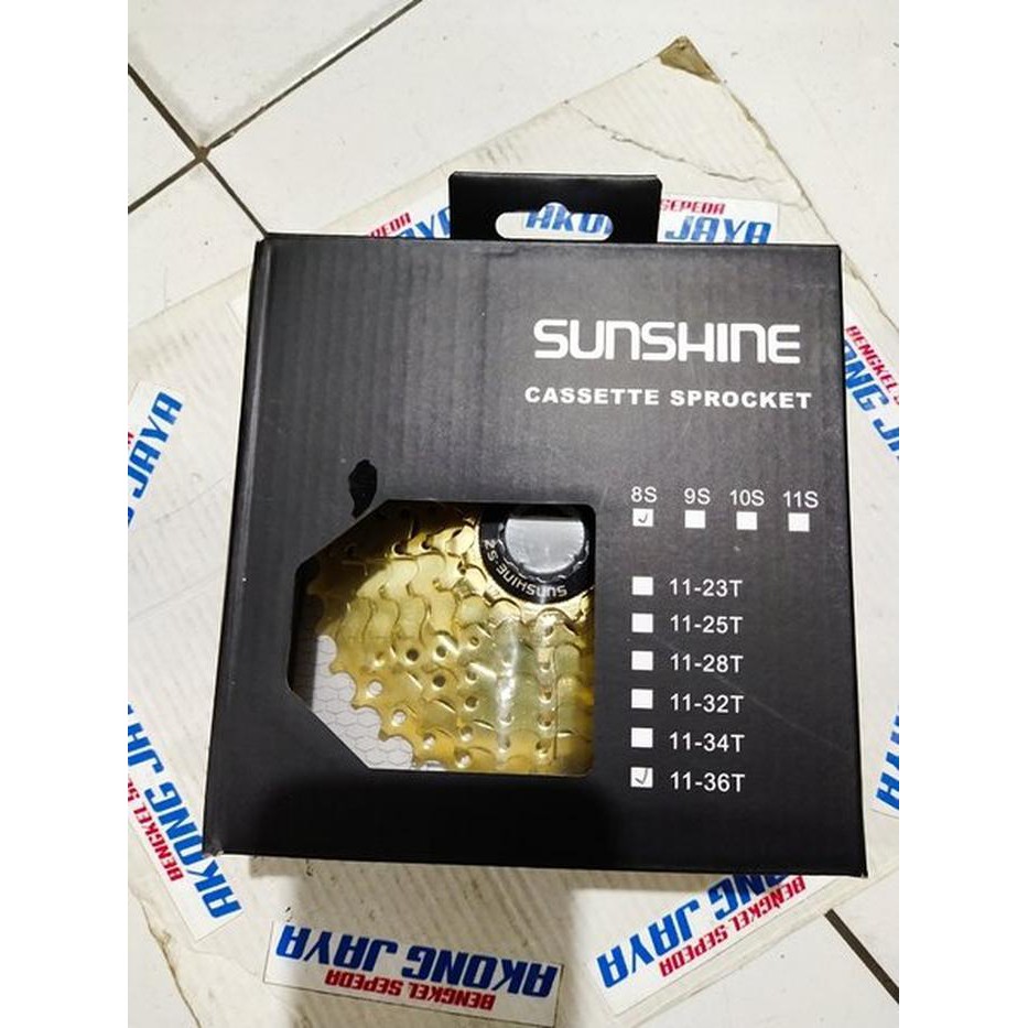sprocket gold cassette 8 speed 11 36T sprocket sunshine bukan Shimano baca deskripsi ya Berkualitas