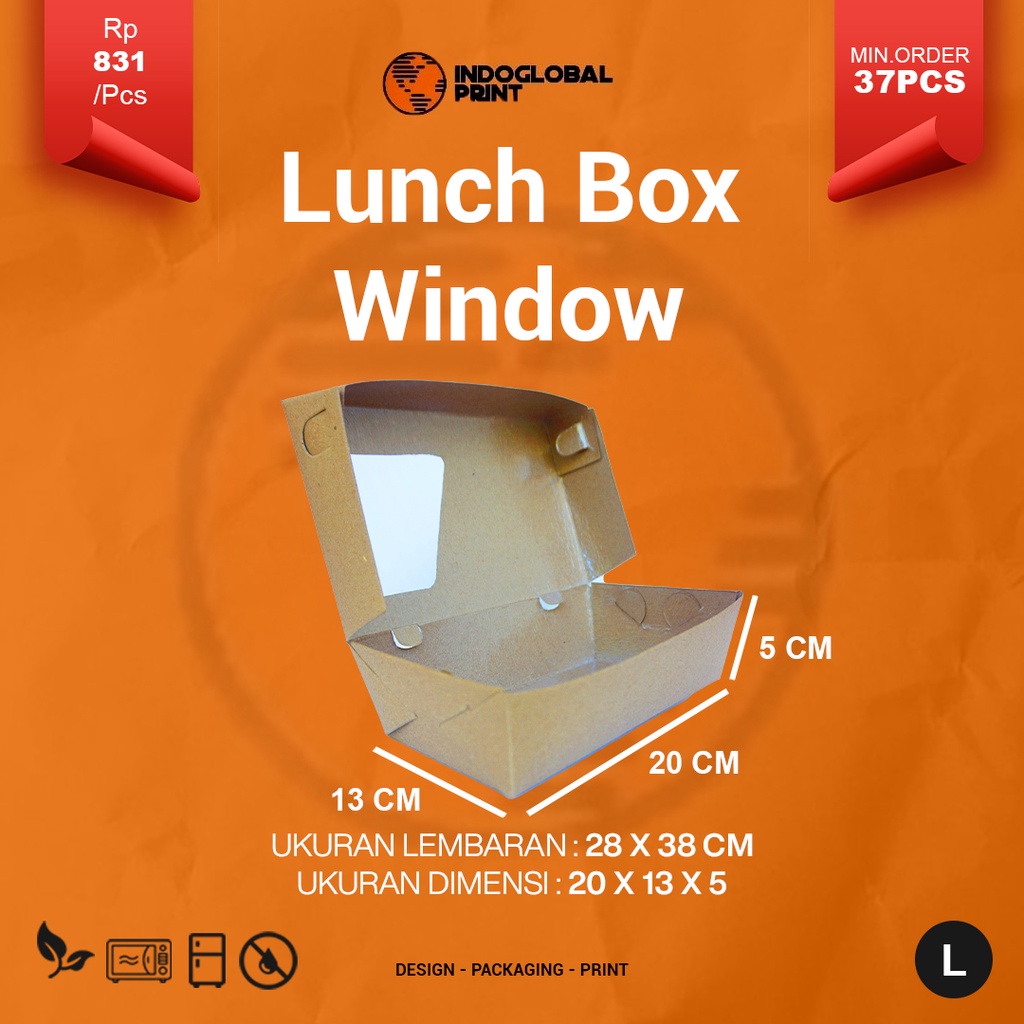 Lunch box paper window Large 275 gsm full laminasi / kotak m