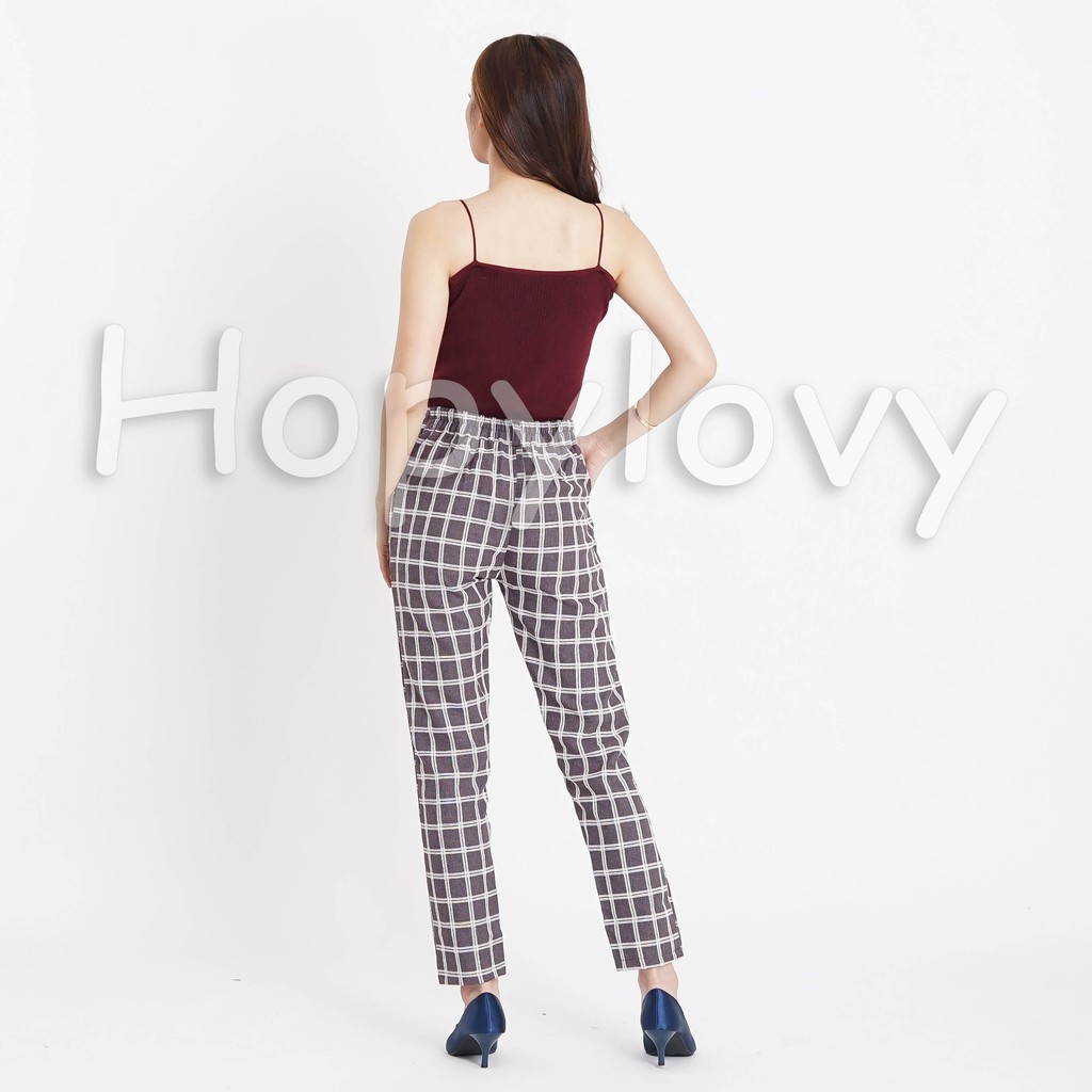 Cieko Flannel Pants Celana Panjang Wanita / Celana Bahan Motif Kotak Cieko