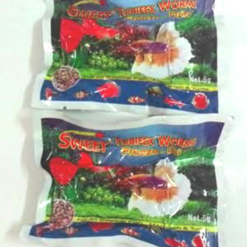 pakan ikan cacing kering makanan ikan cupang guppy koi koki kura-kura dll