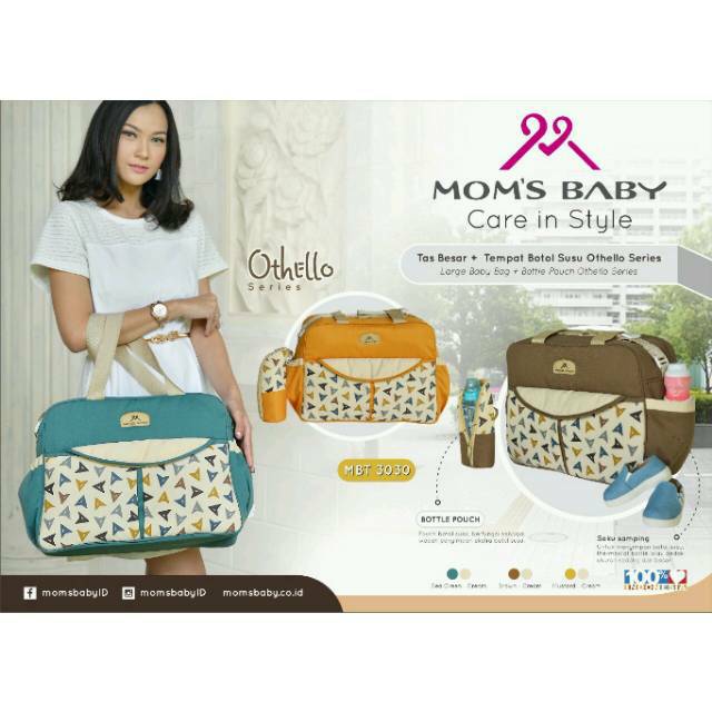 ♥BabyYank♥ Tas Bayi Besar Moms Baby + TBS (Tempat Botol Susu) Othello Series MBT3030