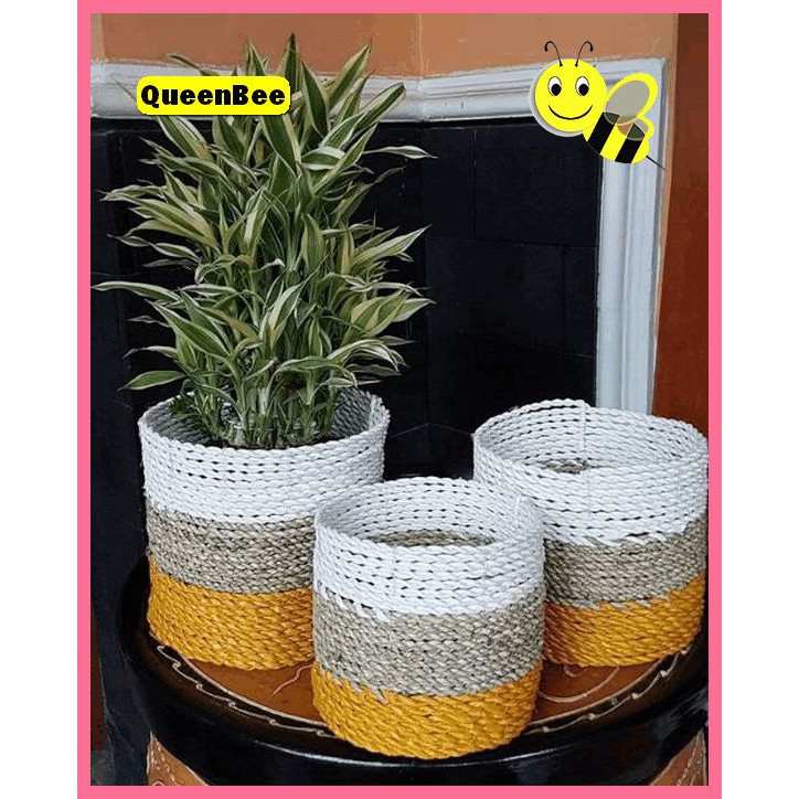 3 PCS COVER POT BUNGA KERANJANG ANYAMAN KERAJINAN DEKORASI 3 PCS COVER POT BUNGA KERANJANG ANYAMAN KERAJINAN DEKORASI