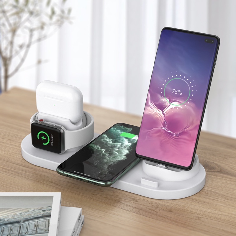 SB Wireless Charger Dock 6 In 1 Fast Charging Stand Universal