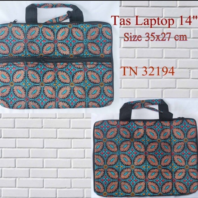 Tas Laptop 14” - Blue Kawung Batik