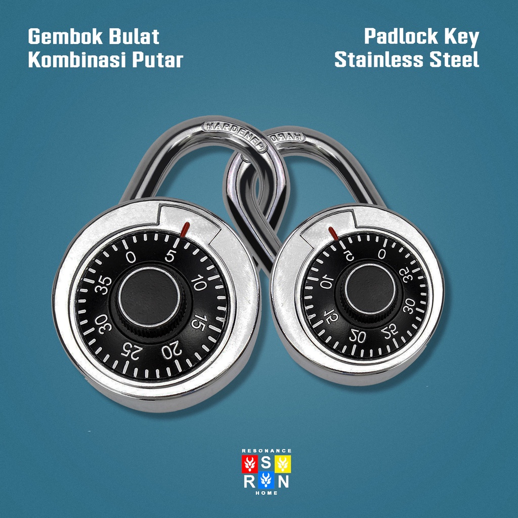 Kunci Gembok Putar Kombinasi Angka / Rotary Padlock Resonance Home