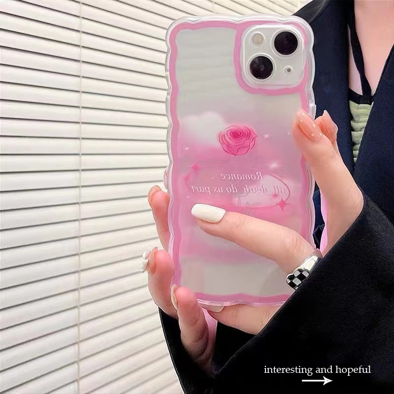 Soft Case Silikon TPU Transparan Motif Mawar Pink Untuk IPhone 13 12 Pro Max 11 XS XR X 8 7 6S Plus Mini