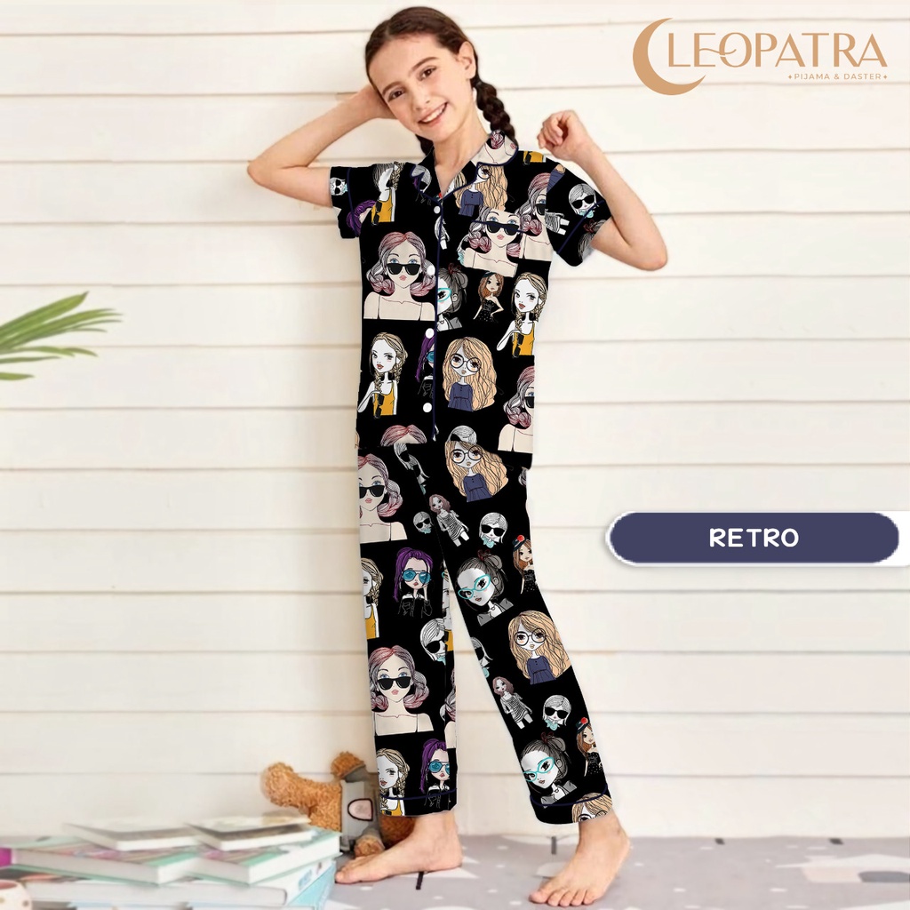 Cleopatra Piyama Anak perempuan Motif Karakter Usia 8-10 tahun (Size 10) Setelan Baju Tidur