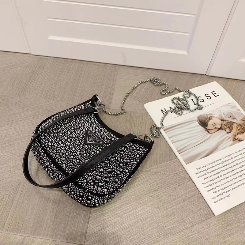 Pra*da Diamond Blink Bling Bag [INCLUDE RANTAI PANJANG]
