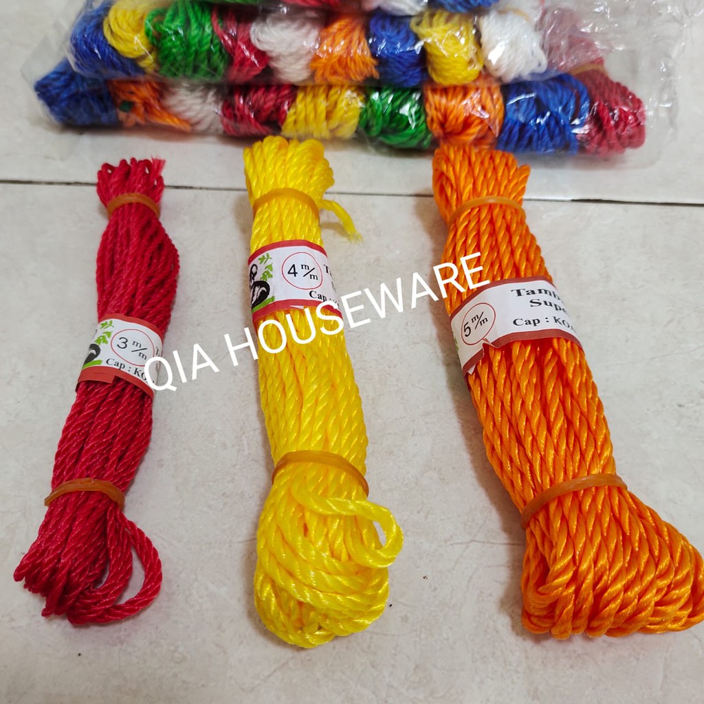 

Tali Tambang Plastik Panjang 10 Meter, high quality 3mm, 4mm, 5mm