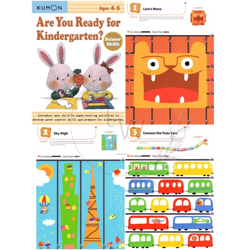 Kumon Are You Ready for Kindergarten Ages 4-5 Coloring / Math / Pasting / Pencil / Scissor / Verbal Skills - Buku Aktivitas Anak PG TK-5