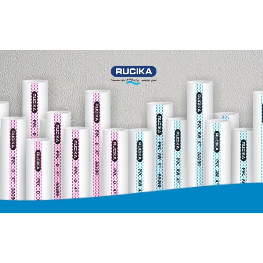 Pipa PVC 6&quot; Rucika Wavin ada pilihan tebal AW atau tipis D 6 in inch inci pralon paralon 4m/btg batang 4 meter