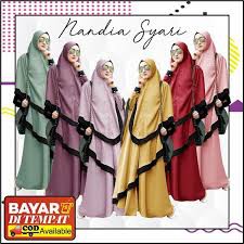 gamis set hijab NANDIA SYAR'I size XL + ANAK SIZE S / gamis set khimar / gamis syar'i