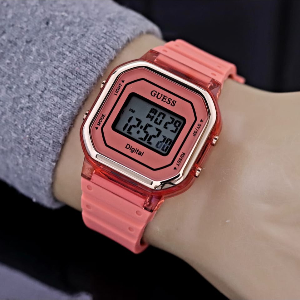 [ COD ] JAM TANGAN FASHION WANITA GUESS DIGITAL TALI RUBBER