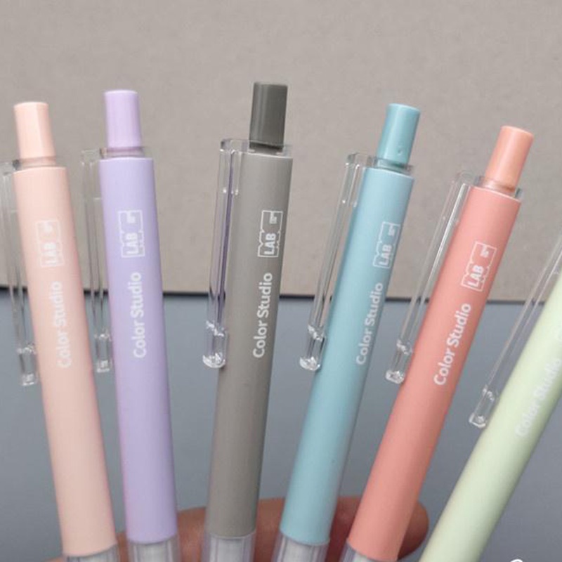 6pcs Pulpen Gel Tinta Hitam 0.5mm Dengan Ujung Peluru Retractable Untuk Pelajar