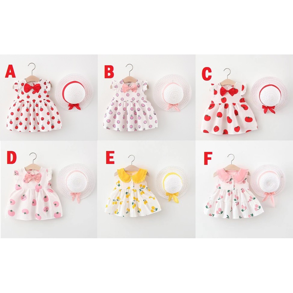 DRESS+TOPI IMPORT/DRESS ANAK PEREMPUAN 1thn-4thn SKU0009