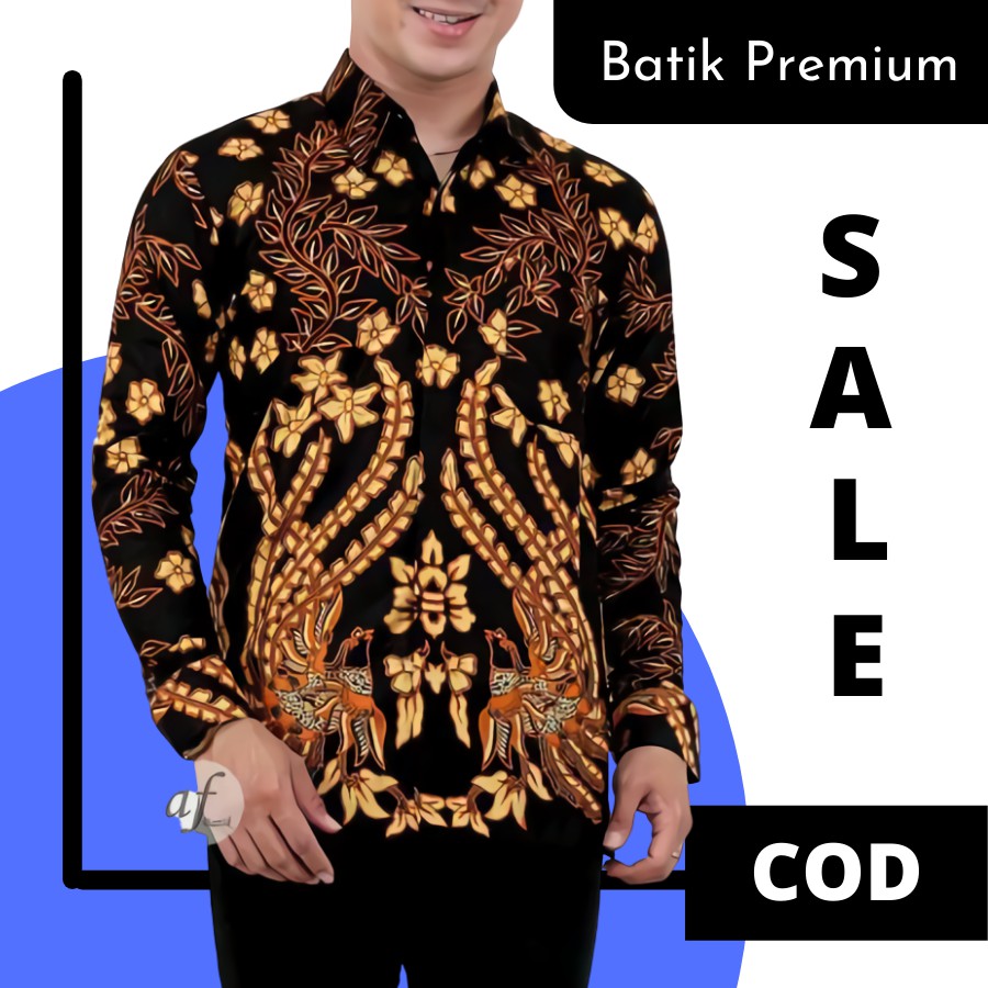 Atasan Batik Pria Lengan Panjang Pekalongan Batik Mahkota Modern Remaja Anak Muda Size M L XL XXL