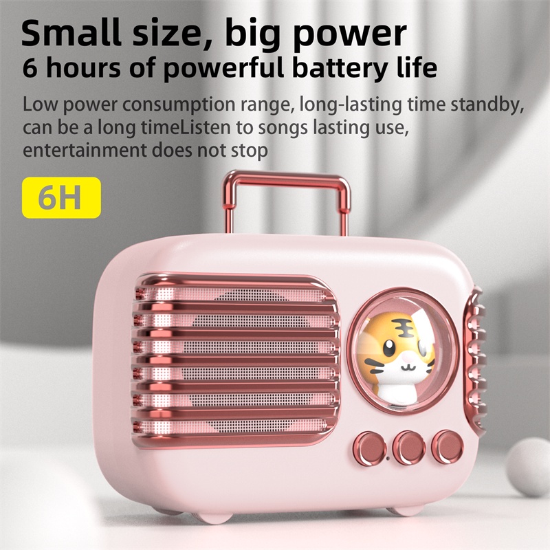 GOOJODOQ Bluetooth  Portable Speaker Cute Mini Wireless Small Stereo Retro Outdoor card Subwoofer