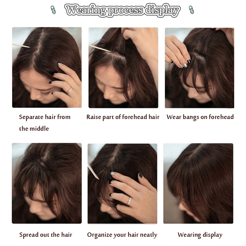 Wig/Rambut Palsu Model Klip In Air Bangs Bahan Sintetis Untuk Wanita