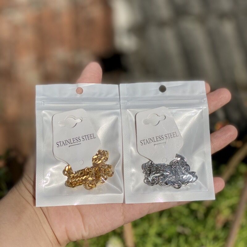 Gelang Rantai Lapis Titanium Model Rantai Padat 20CM (5mm) Anti Karat Fashion Pria/Wanita Gaya Punk