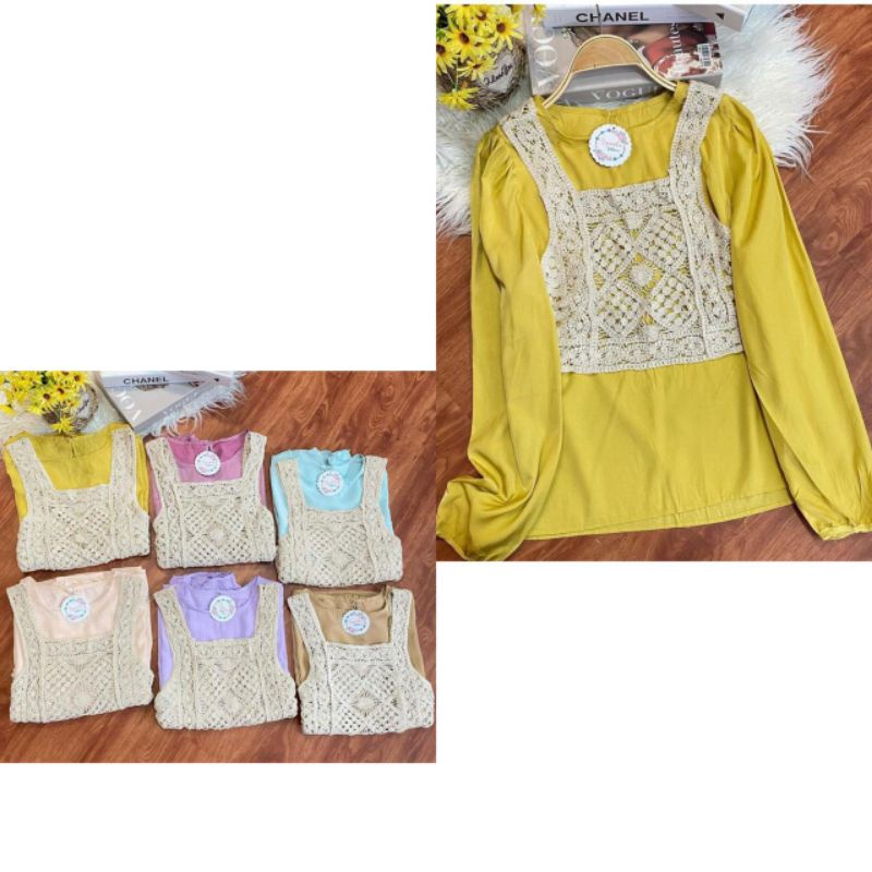 ‼️IMPORT‼️BLOUSE AGNESIA + VEST KOREA / BLOUSE IMPORT / VEST IMPORT / ATASAN IMPORT / BAJU IMPORT