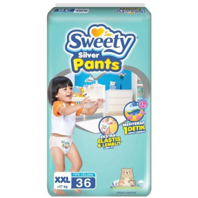 Sweety Popok Bayi Silver Pants - XXL 36