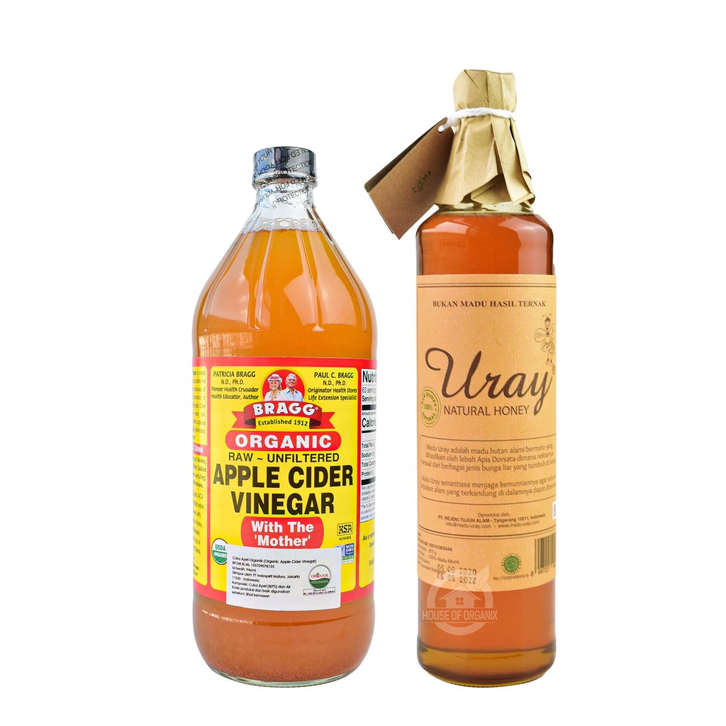 BRAGG Apple Cider Vinegar 946 ml + Madu Uray 640 ml