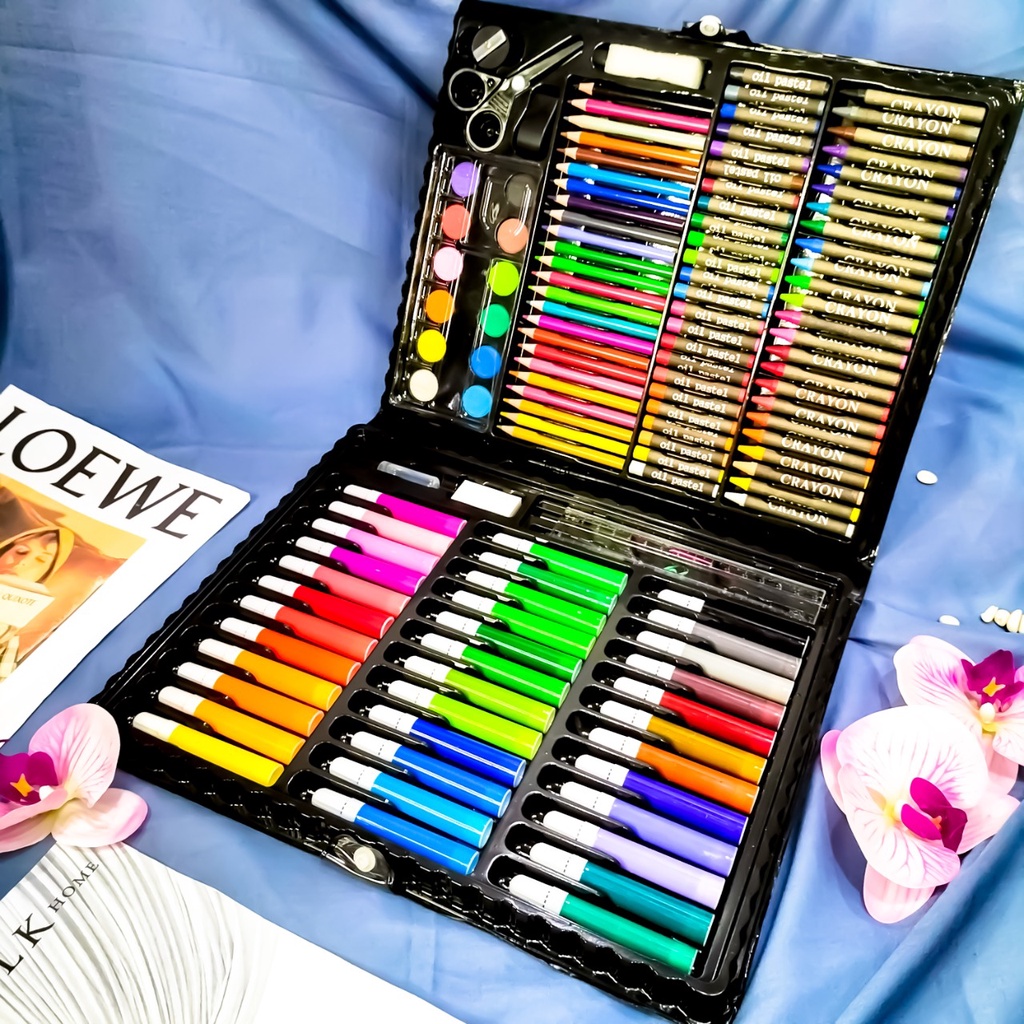 Crayon full Set Isi 150 Pcs Pensil Warna Set Anak Art Set Alat Lukis