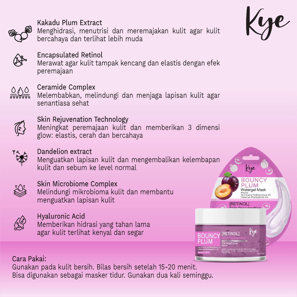 KYE BOUNCY PLUM RETINOL SKIN REJUVENATION WATERGEL MASK 50GR