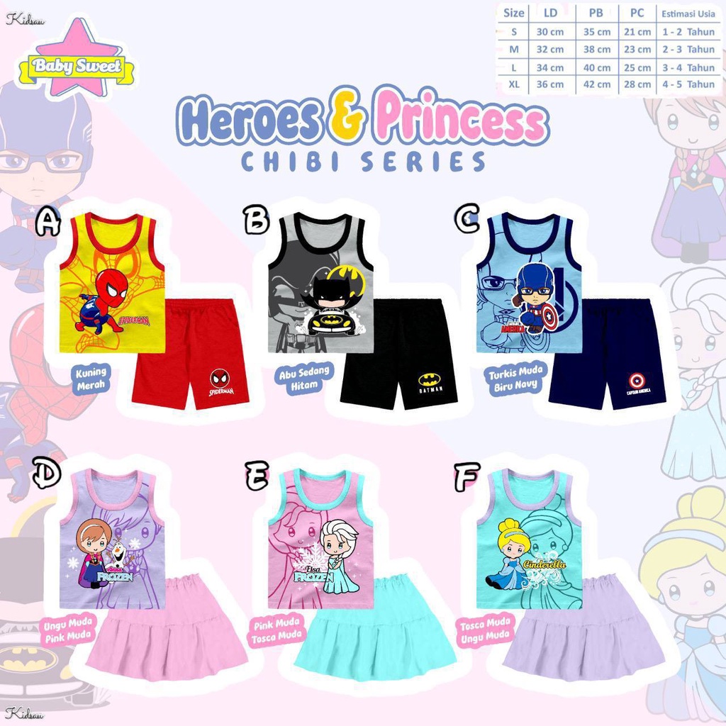 Setelan anak Heroes Dan Princess Chibi by Baby Sweet