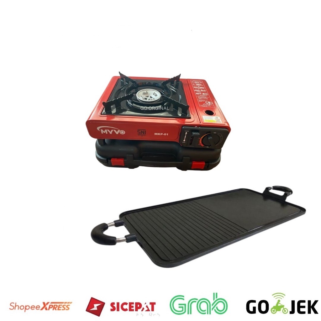 Paket Barbeque / BBQ Set Kompor Portable dan Grill Pan Panjang