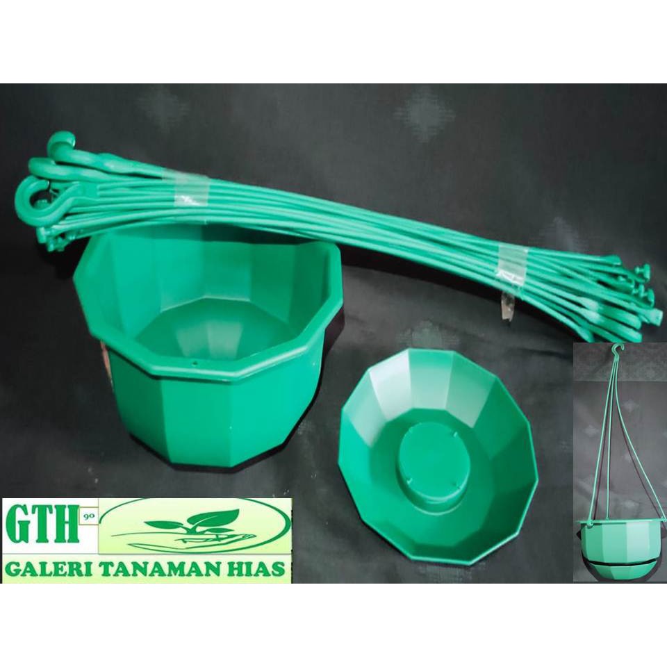 POT GANTUNG HIJAU PLASTIK TEBAL