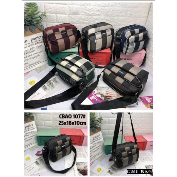 Chibao Tas Selempang Wanita Original Import Bordir Parasut Motif Kotak" 1077