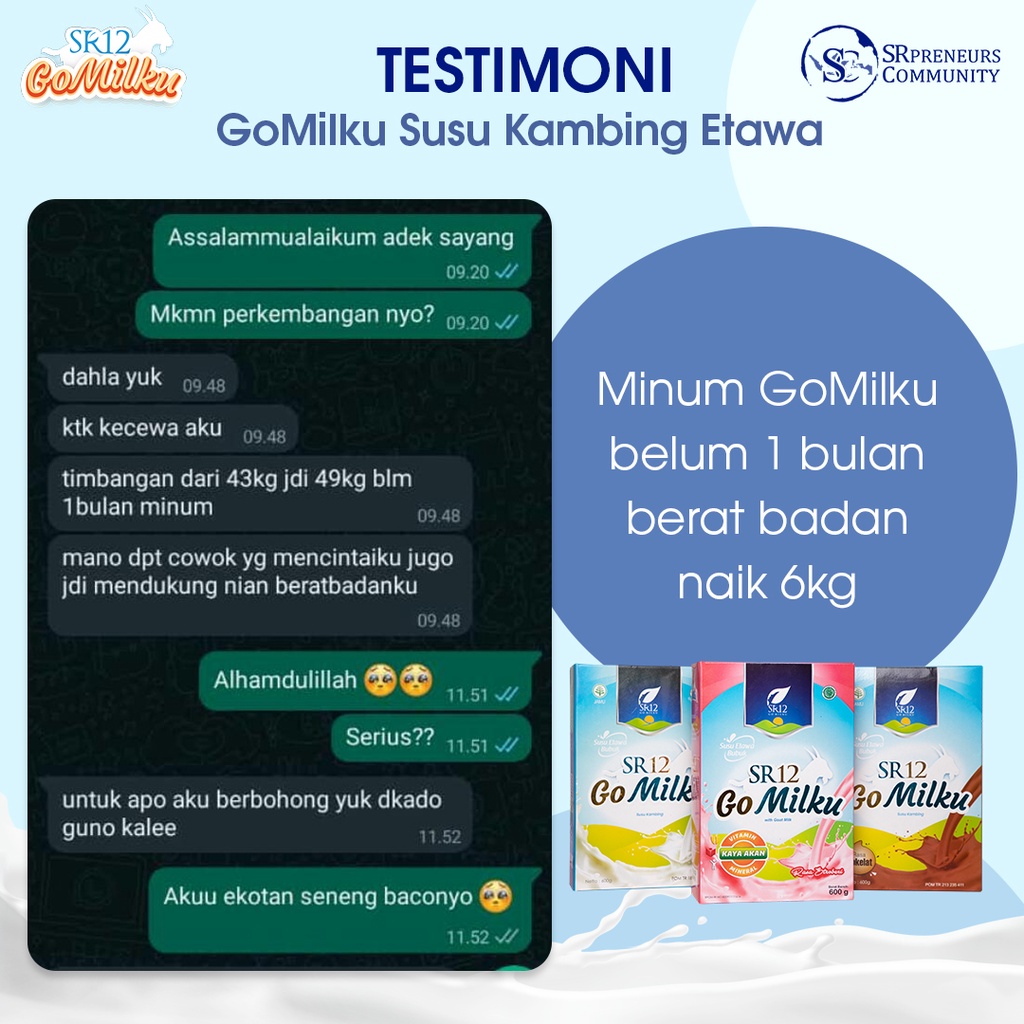 GOMILKU SUSU KAMBING ETAWA PREMIUM SR12 / BOOSTER ASI / MENYEHATKAN LAMBUNG / SUSU KAMBING BPOM