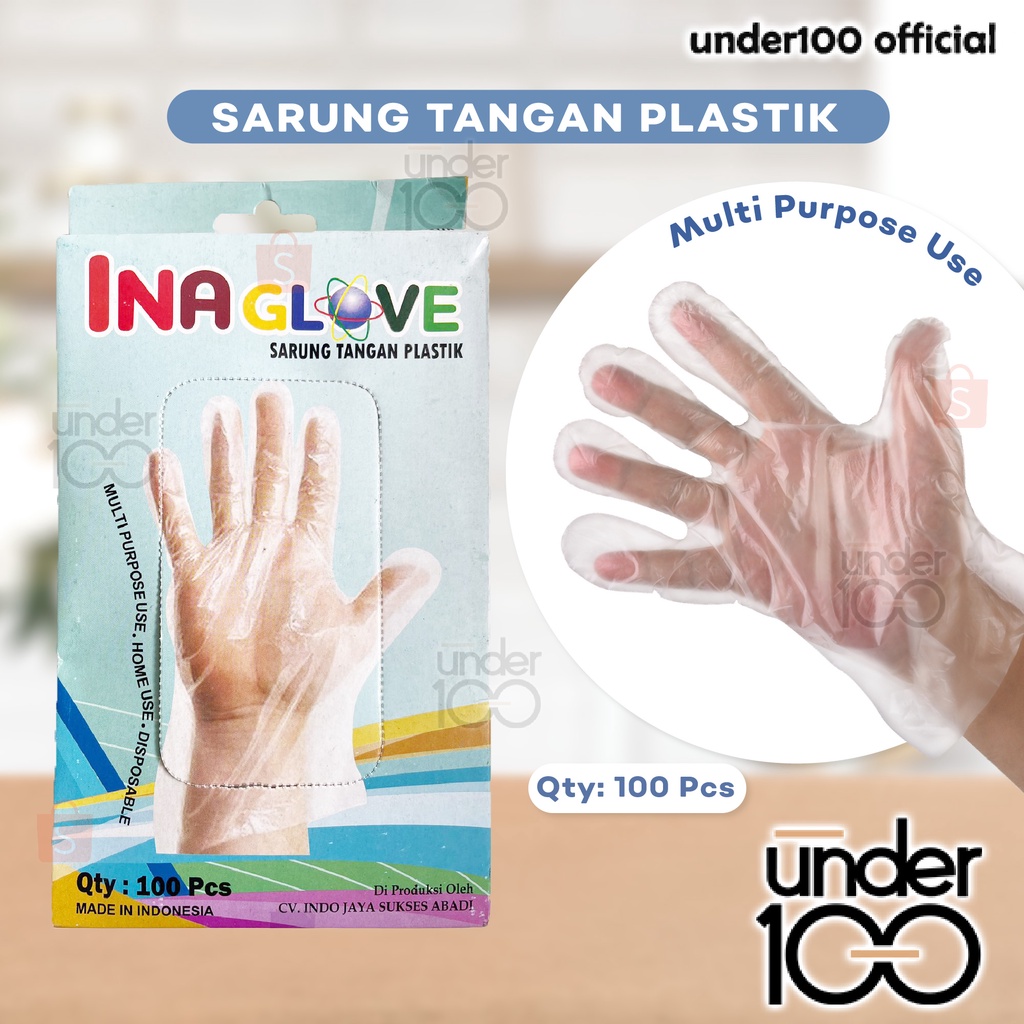 ❤ Under100 ❤ INA GLOVE Sarung Tangan Plastik 100pcs | Serbaguna