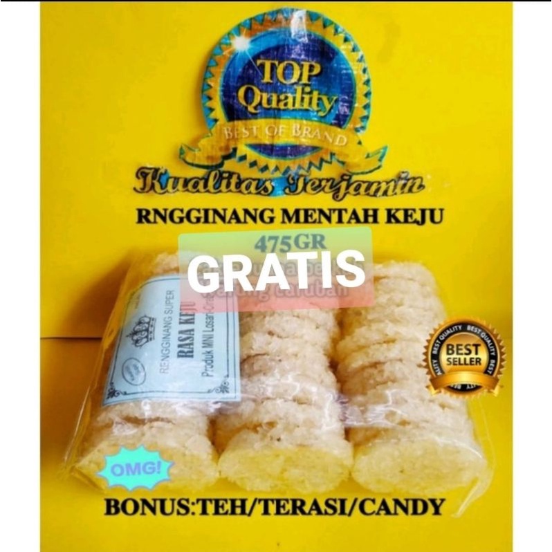 

RENGGINANG MENTAH KEJU 475 GR ENAK BONUS TEH/TERASI/CANDY