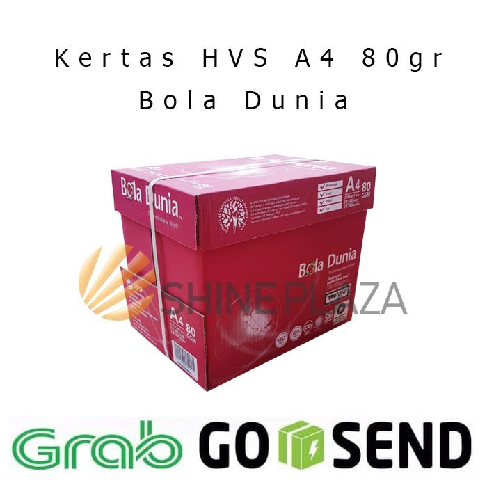 

Dijual Kertas HVS A4 80gr Bola Dunia 1 Dus - Khusus Gosend Terlaris