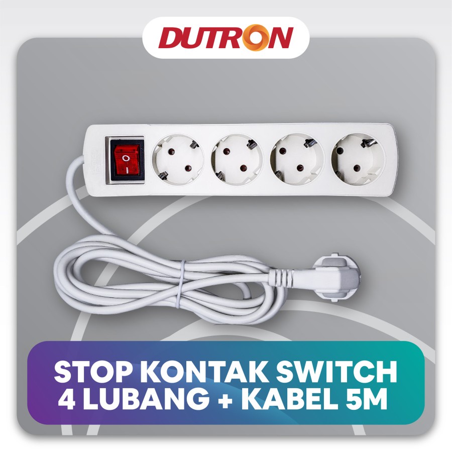 Terminal Stop Kontak Dutron 4 Lubang + Kabel 5 Meter + Steker