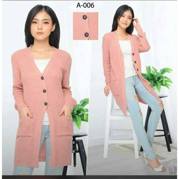 [✅COD] Cardi Saku / Long Cardy Belle Kancing / Long Cardigan Rajut Wanita Halus